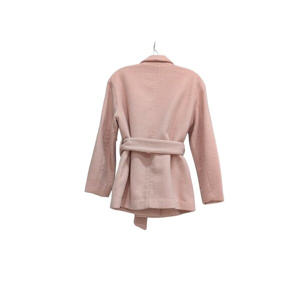 GAP Blush Pink Wool Blend Wrap Coat XS | Belted Side Pocket Jacket - Picture 3 of 5